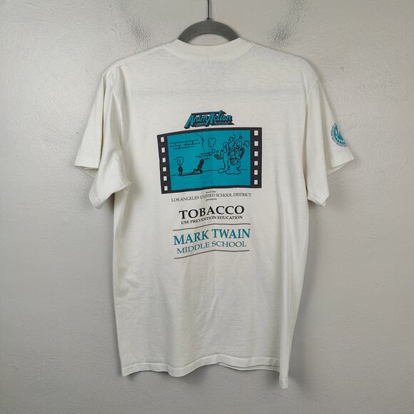 Vintage Tobacco Use Prevention Information Graphic T-Shirt Size Large White LA - Picture 6 of 8